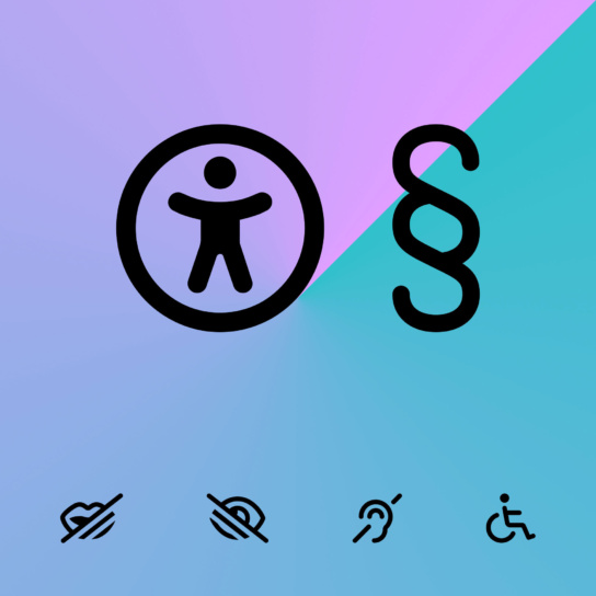 Grafik mit Icons zu BITV und BFSG‑V