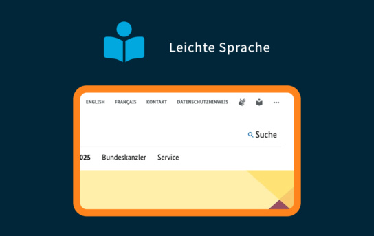 Screenshot: Seite oben mit Symbol Buch zur Leichten Sprache.