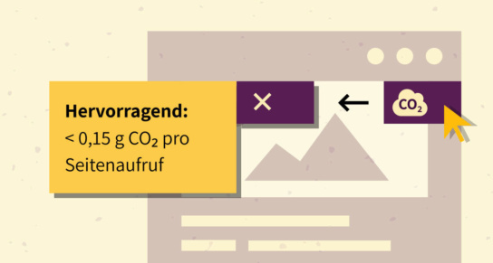 Illustration eines Badge, der den CO2 Verbrauch pro Web-Page anzeigt