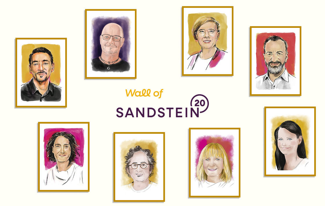 Illustrationen von 8 Sandstein Mitarbeitenden