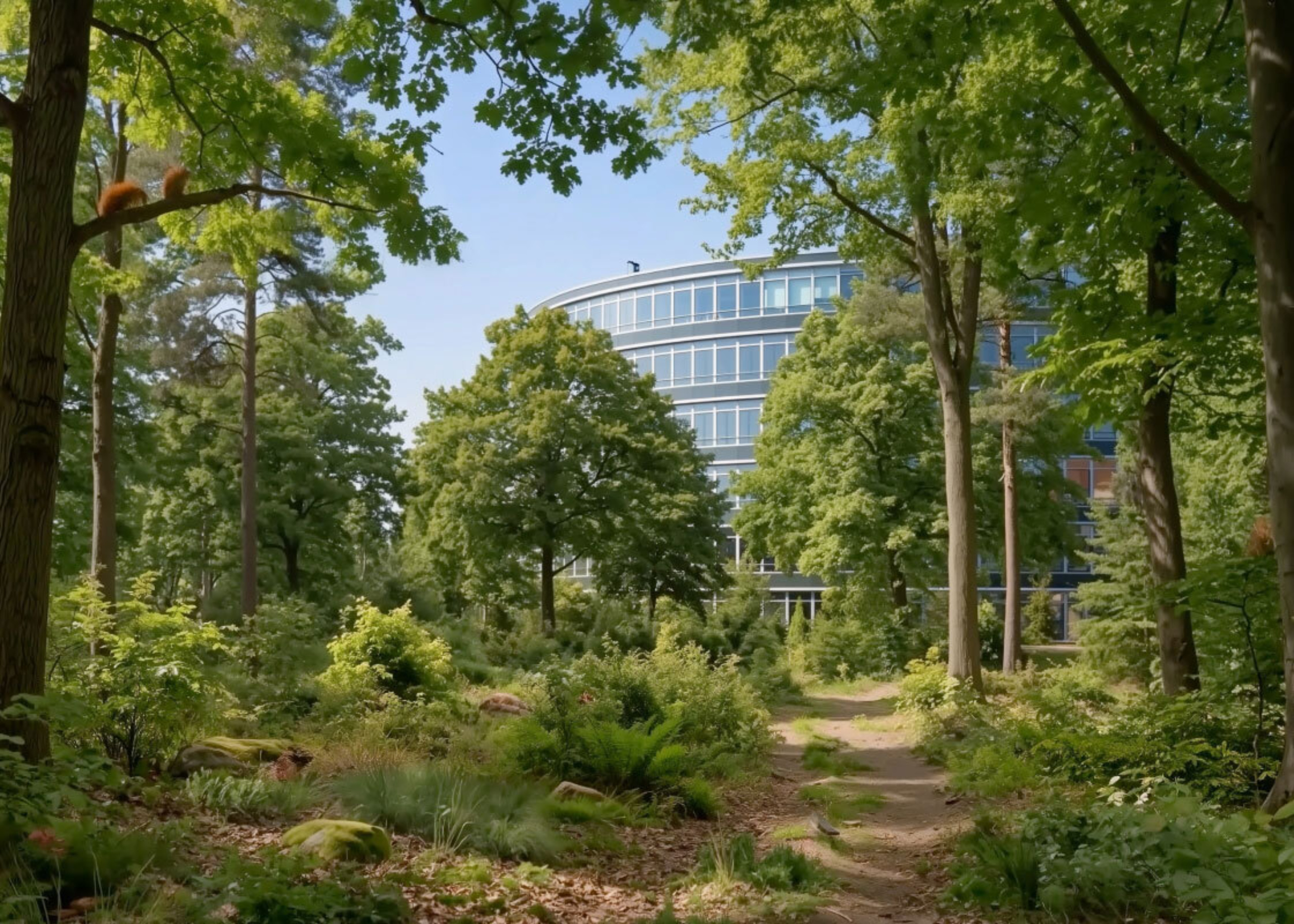 Ein Wald wächst inmitten einer Stadt.