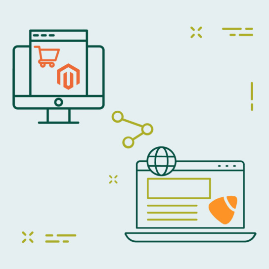 Grafik: Zwei Bildschirme durch Icons verbunden