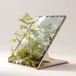 Pflanze wächst auf einem Tablet.