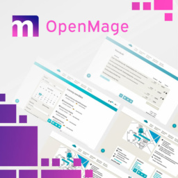 Grafik: OpenMage Logo mit Bildschirmansichten
