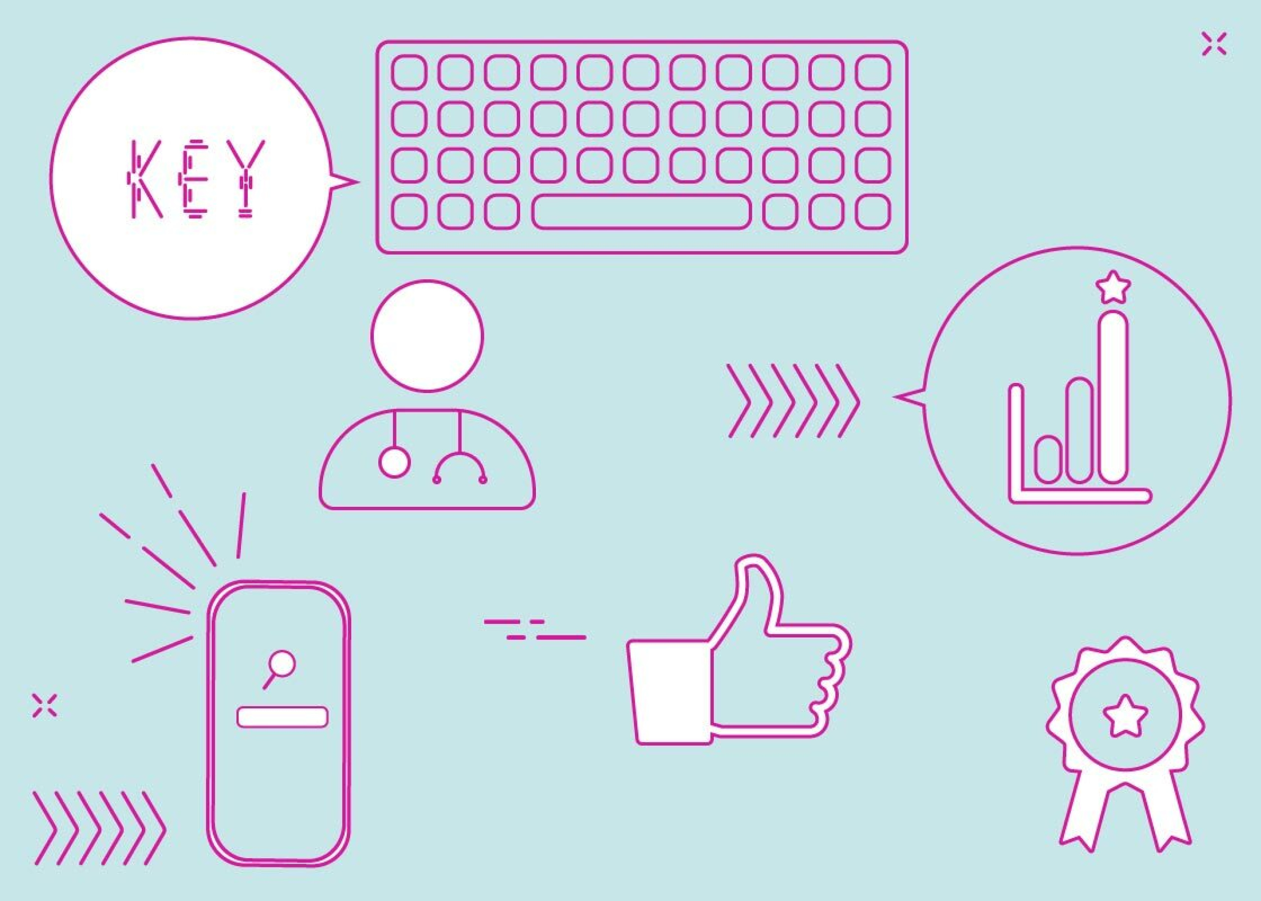 Grafik: Verschiedene Icons auf farbigem Grund
