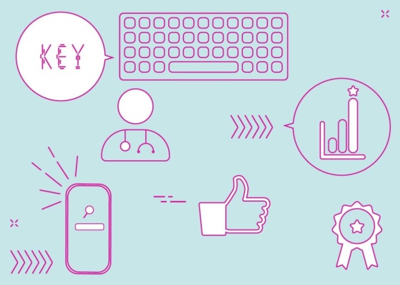 Grafik: Verschiedene Icons auf farbigem Grund