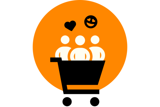 Icon: Personen in einem EInkaufswagen