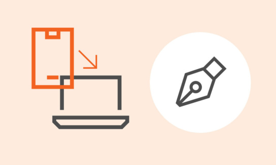 Grafik mit: Smartphone und Laptop, Icon für Design