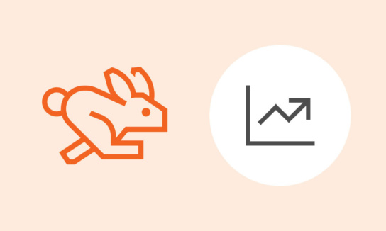 Grafik mit: Hase und Diagram mit Pfeil nach oben