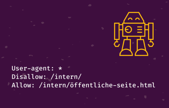 Grafik mit Textillustration: User-agent: *  
Disallow: /intern/  
Allow: /intern/öffentliche-seite.html