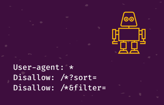 Grafik mit Textillustration: User-agent: * 
Disallow: /*?sort= 
Disallow: /*&filter=
