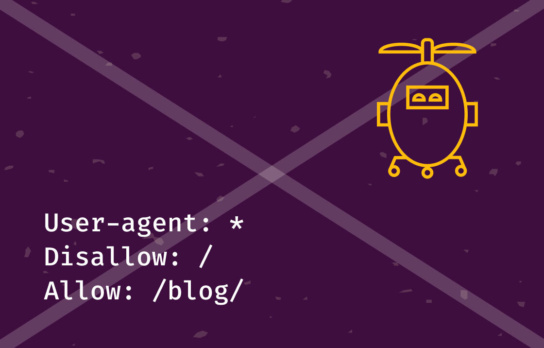 Grafik mit Textillustration: User-agent: *  
Disallow: /  Allow: /blog/