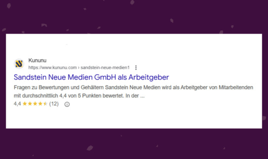 Screenshot zu Bewertungssternen