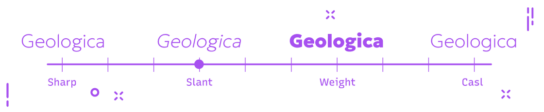 Illustration: Variable Font Geologica Variabler Slider dargestellt