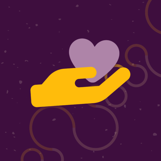 Illustration zum Thema Spenden: Hand mit Herz