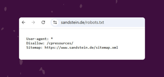 Screenshot: Besispiel robots.txt