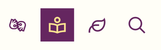 Screenshot: Icons der Navigation: Gebärdenspraxhe, Leichte Sprache, Öko-Modus, Suche