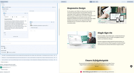 Screenshot: Vorschaumodus Craft CMS
