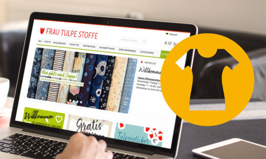 Collage: Laptop mit Onlineshop