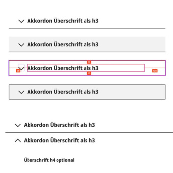 Screenhot: Ansicht der Komponente "Akkordeon" aus dem Tool "figma"