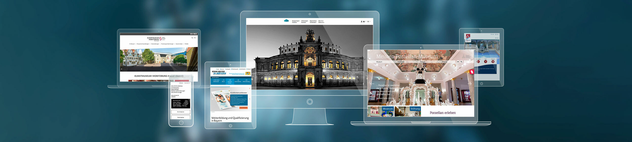 Collage: Webseiten auf verschiedenen Endgeräten