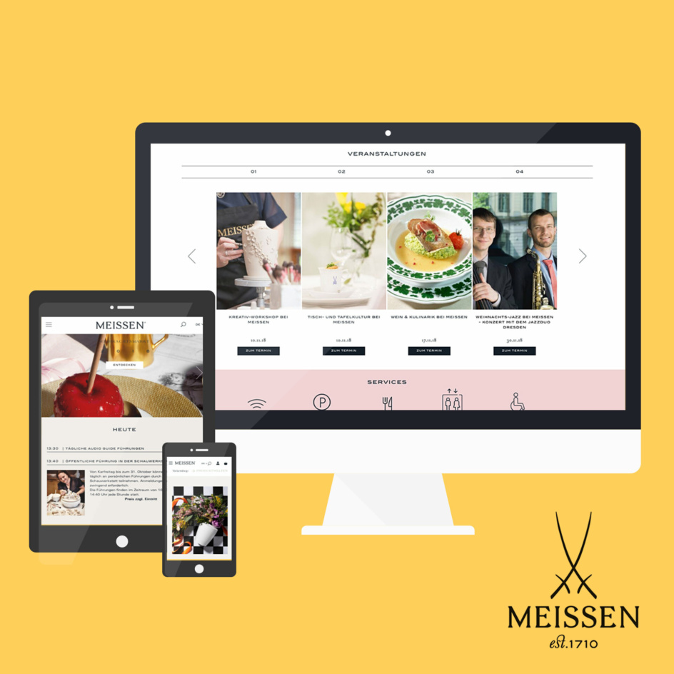 Grafik: Displays mit Meissen Onlineshop