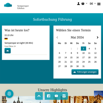 Screenshot: Website Semperoper erleben Kalender
