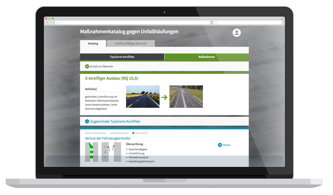 Screenshot: Website "Maßnahmenkatalog gegen Unfallhäufungen"