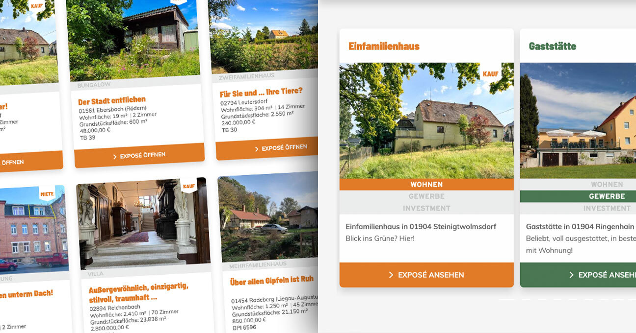 Screenshots von Immobilienangeboten der B. Protze Immobilien GmbH