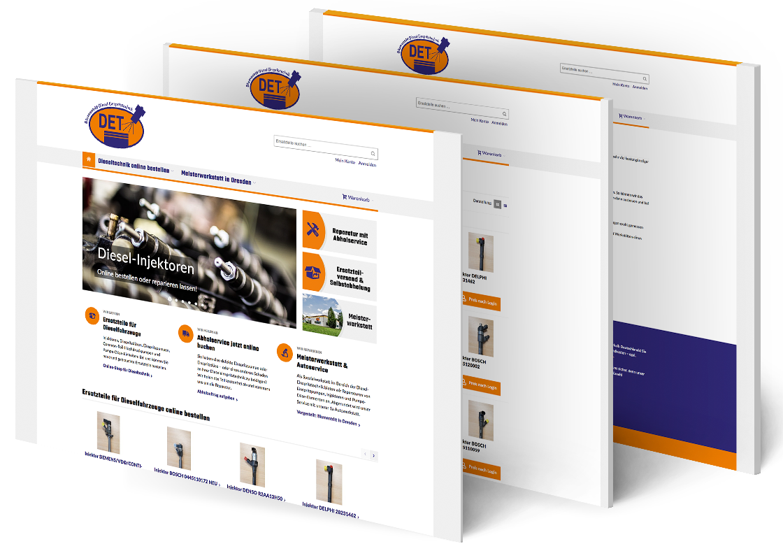 Grafik: Bildschirme mit DET Website