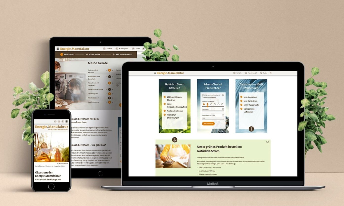 Collage: Screenshots Website in verschiedenen Zoomstufen