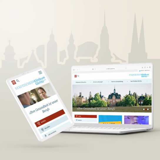 Grafik: Website Klinikum Görlitz auf Desktop und Tablet