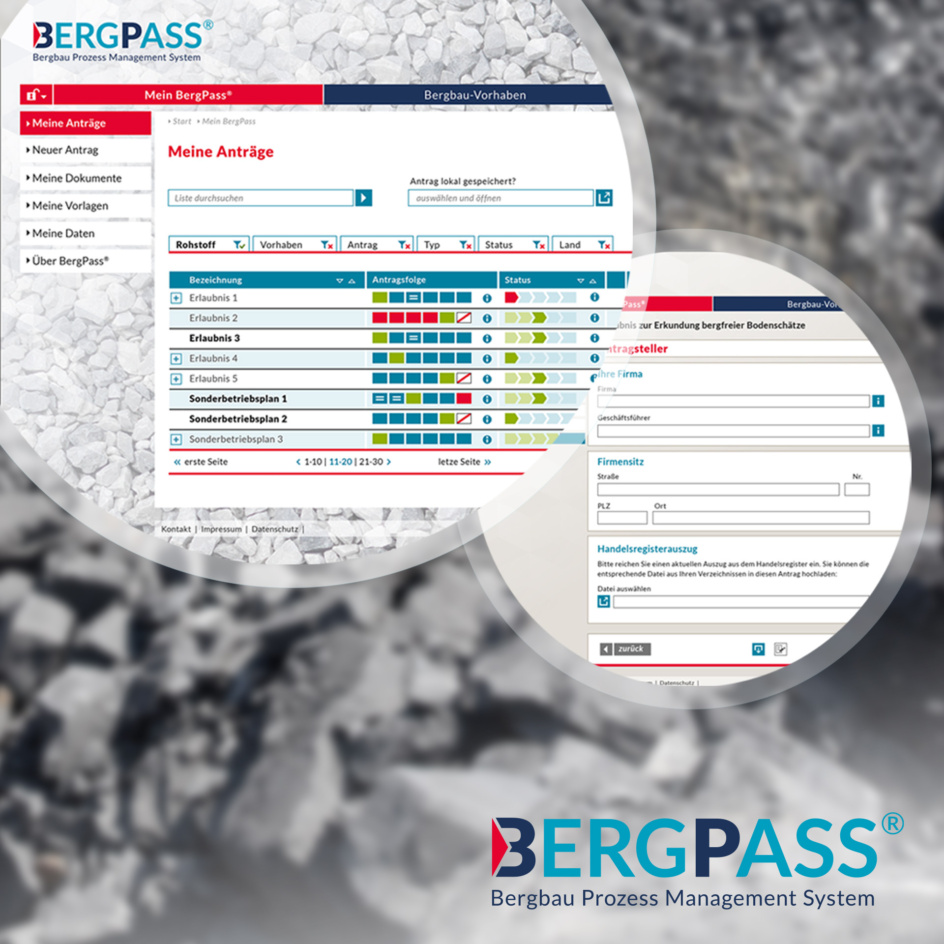 Grafik: Bergpass Website mit Infos Meine Anträge
