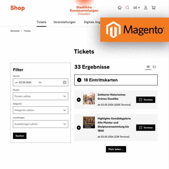 Screenshot: Eventfinder der Website