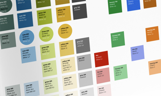 Screenshot: Styleguide Vorgaben Farbschemas