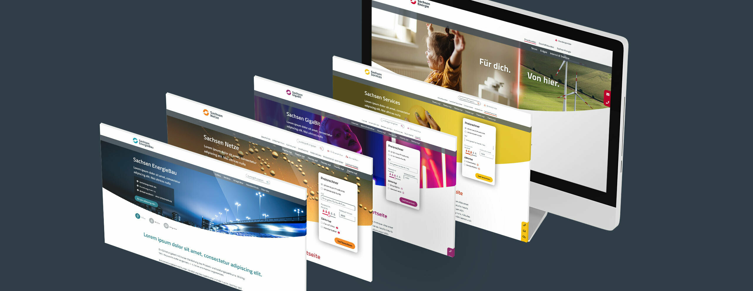 Mockup: Tablets mit Screenshot der SachsenEnergie Portale