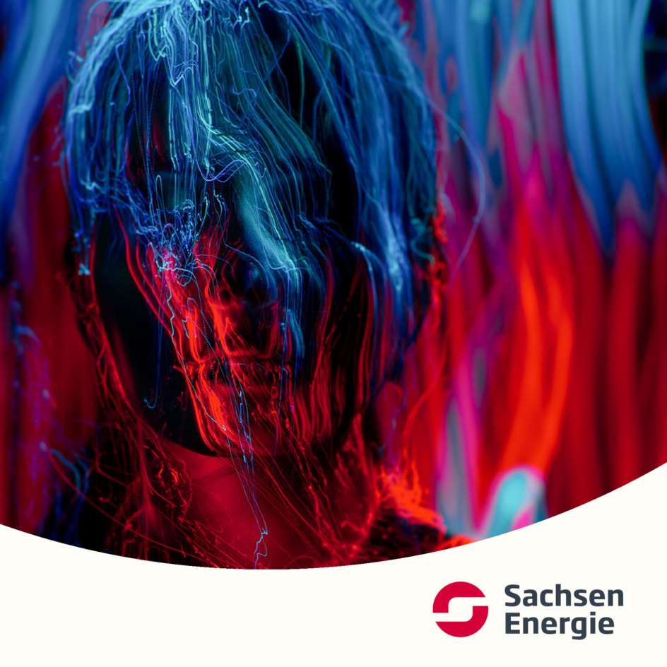Grafik: Haarähnliche Strukturen mit Logo Sachsenenergie