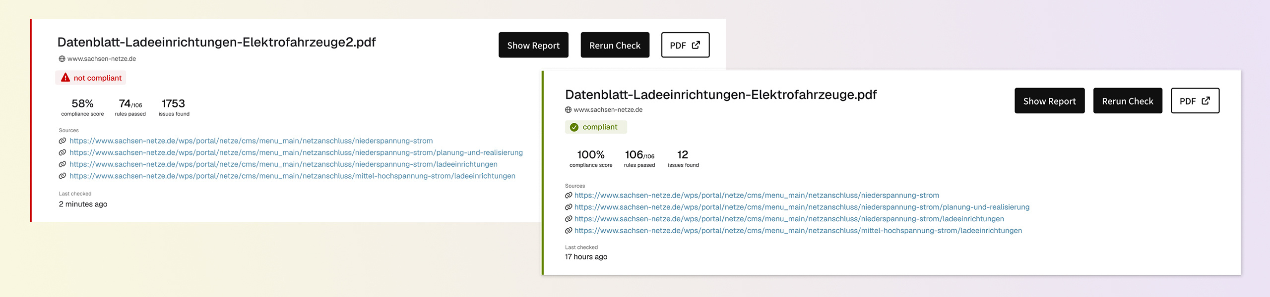 Screenshot: Ergebnis im PDF-Checker