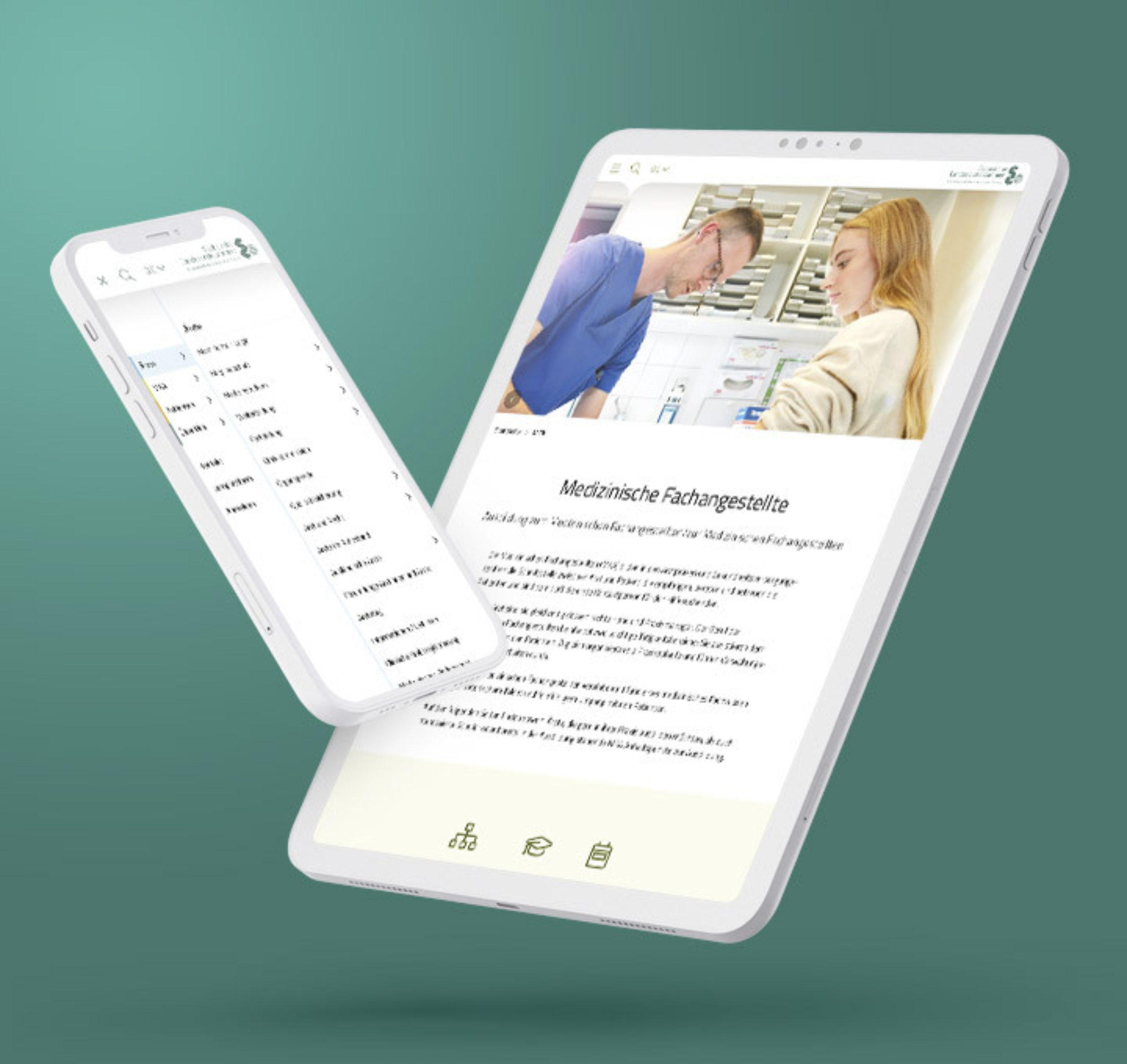 Abbildung von Tablet und Smartphone mit der släk-Webseite