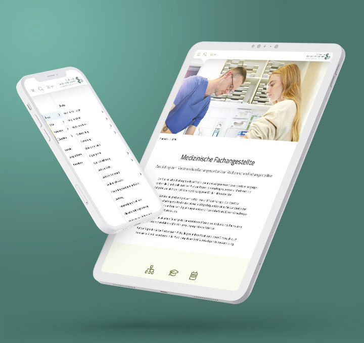 Abbildung von Tablet und Smartphone mit der släk-Webseite