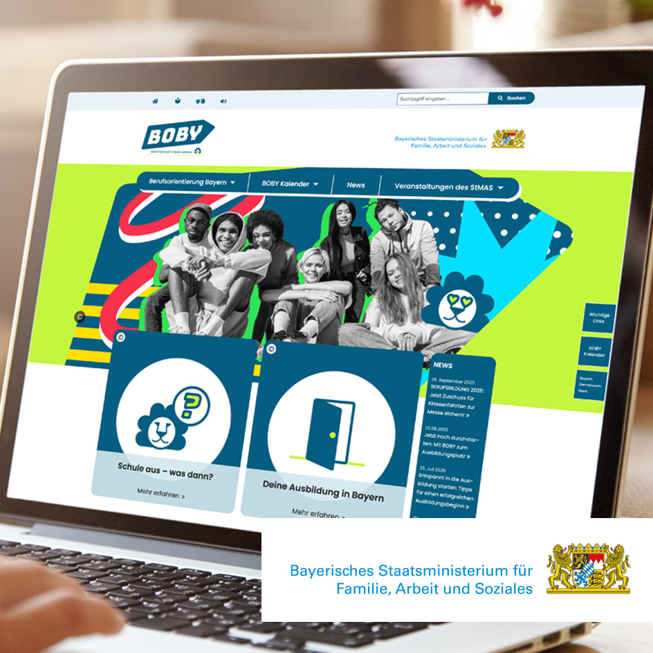 Grafik: Darstellung der Boby-Webseite auf dem Laptop