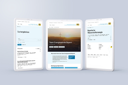 Foto: Screenshots Hauptseite STMWI auf Tablet