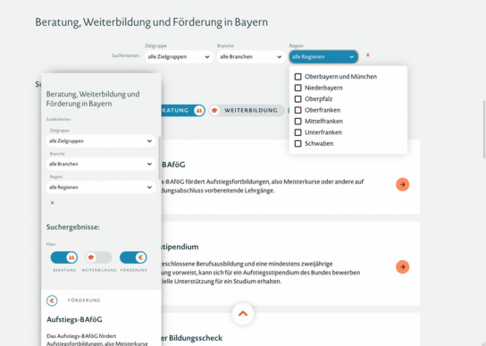 Grafik: Filtermöglichkeiten der Ergebnisliste