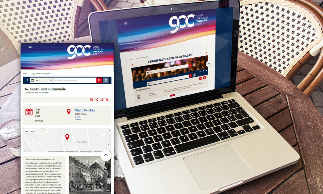 Grafik: Laptop mit Zwickau Website