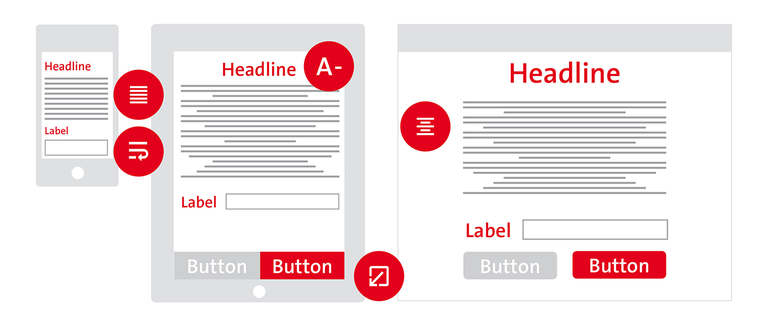 Im Responsive Design sind Interaktionselemente und Schriften nutzerfreundlich gestaltet. Im Responsive Design sind Interaktionselemente und Schriften nutzerfreundlich gestaltet.