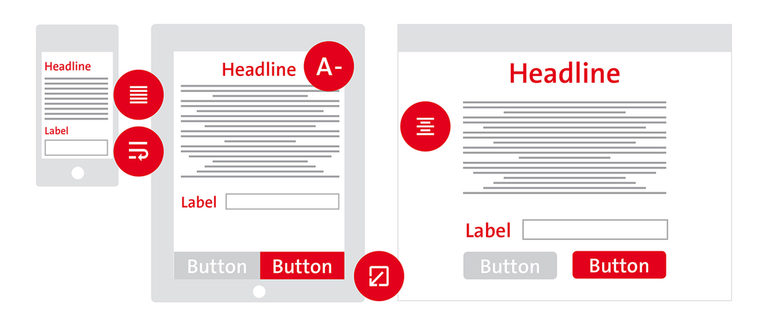 Im Responsive Design sind Interaktionselemente und Schriften nutzerfreundlich gestaltet. Im Responsive Design sind Interaktionselemente und Schriften nutzerfreundlich gestaltet.