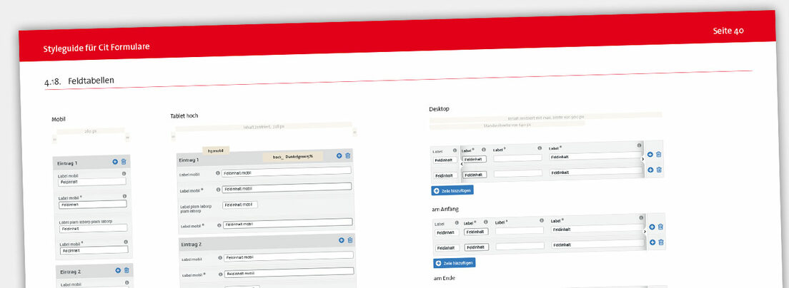 Grafik: Webseite Styleguide für Cit Formulare.