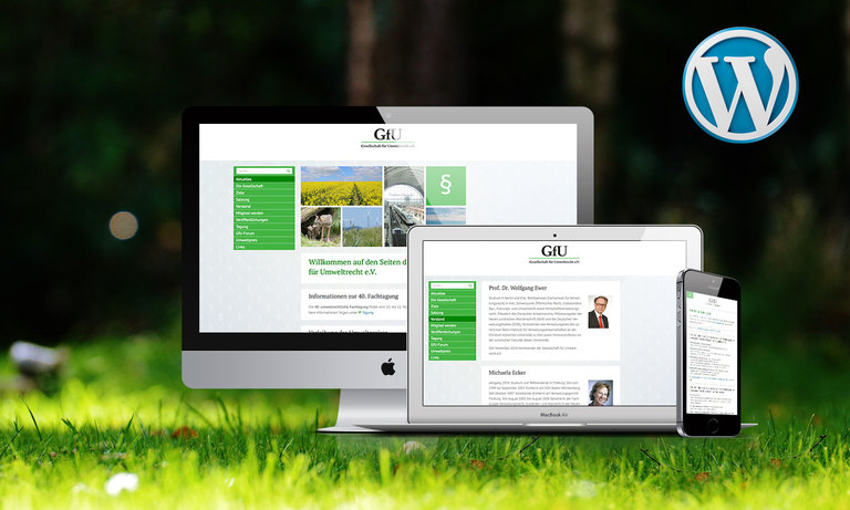 Das Content Management Systeme WordPress im Einsatz. Die Webseite der Gesellschaft für Umweltrecht e.V. wurde von Sandstein Neue Medien mit WordPress umgesetzt.