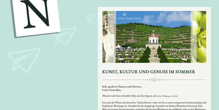 Grafik: Newsletter des Schloss Wackerbarth.