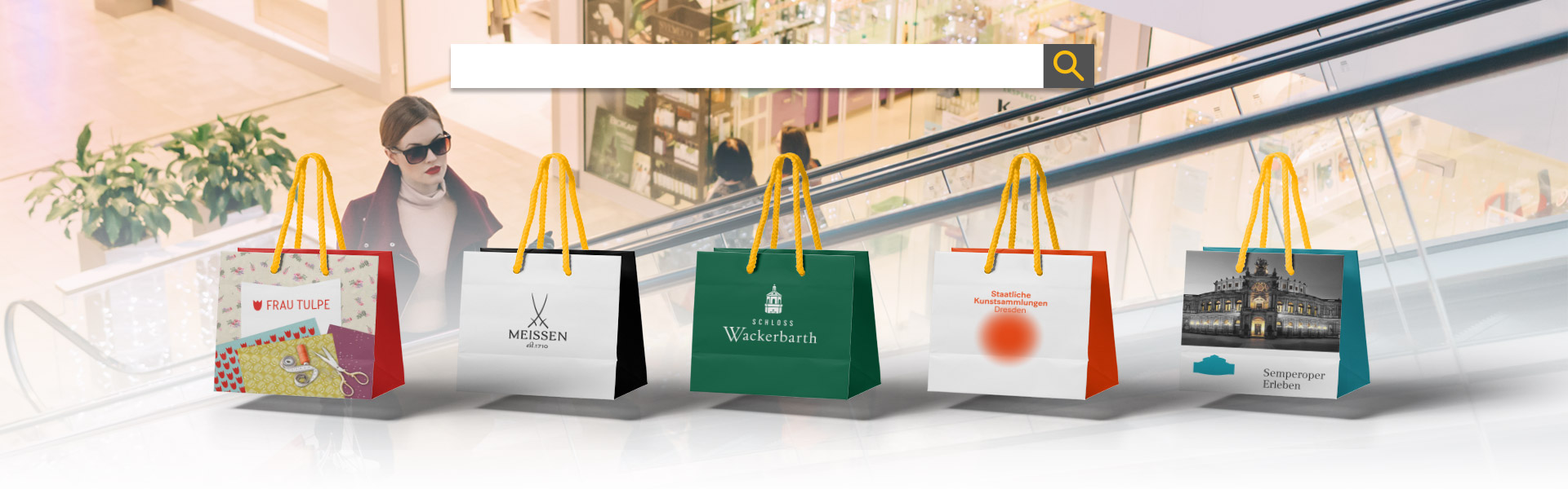 Online-Shops von Sandstein Neue Medien Grafik: Einkaufstaschen mit Logos